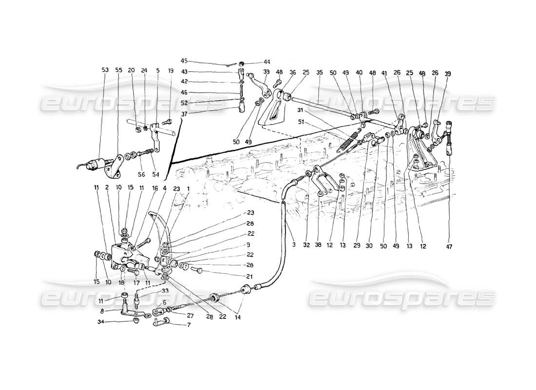 ferrari 512 bb teilediagramm der drosselklappensteuerung