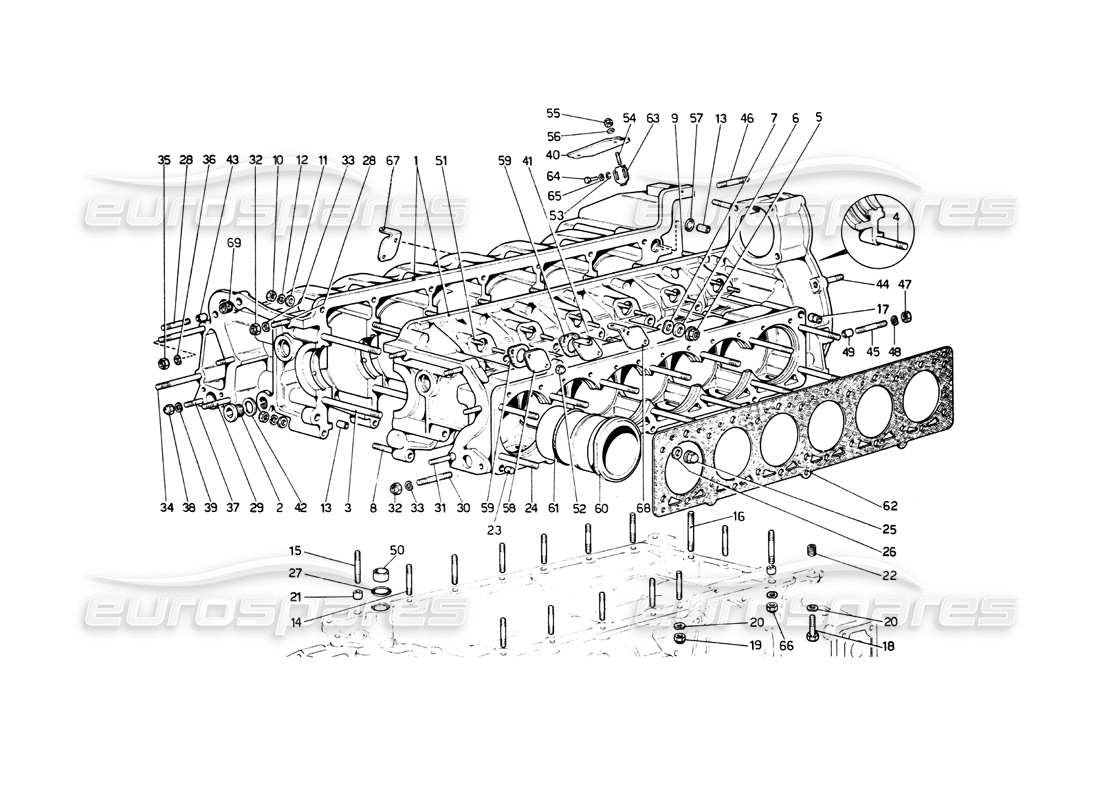 ferrari 512 bb kurbelgehäuse-teilediagramm