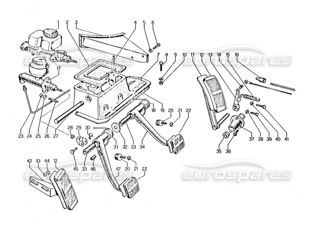 lamborghini urraco p250 / p250s pedale teilediagramm