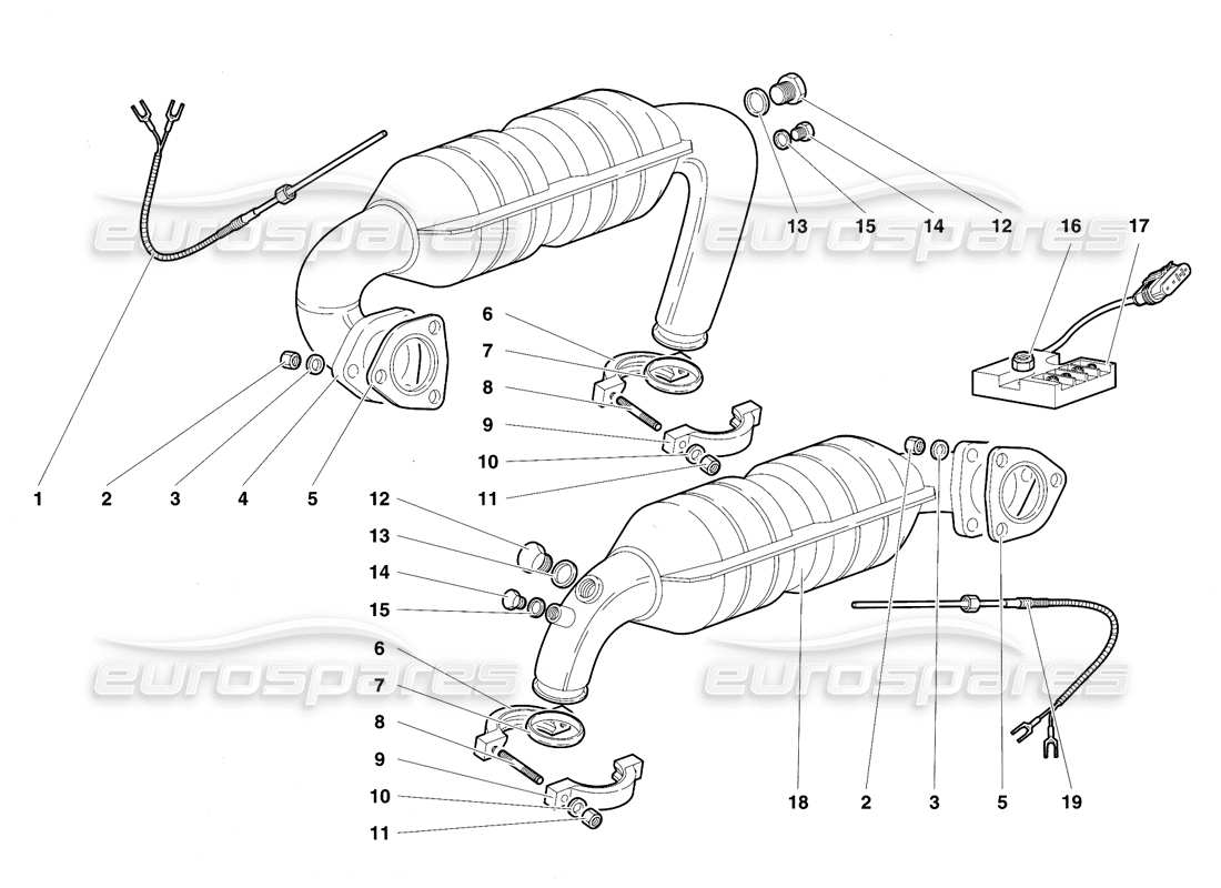 lamborghini diablo vt (1994) abgassystem teilediagramm