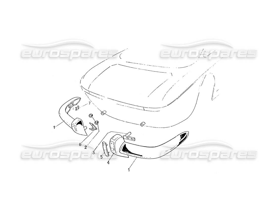 ferrari 330 gtc / 365 gtc (coachwork) hintere stoßstangen teilediagramm