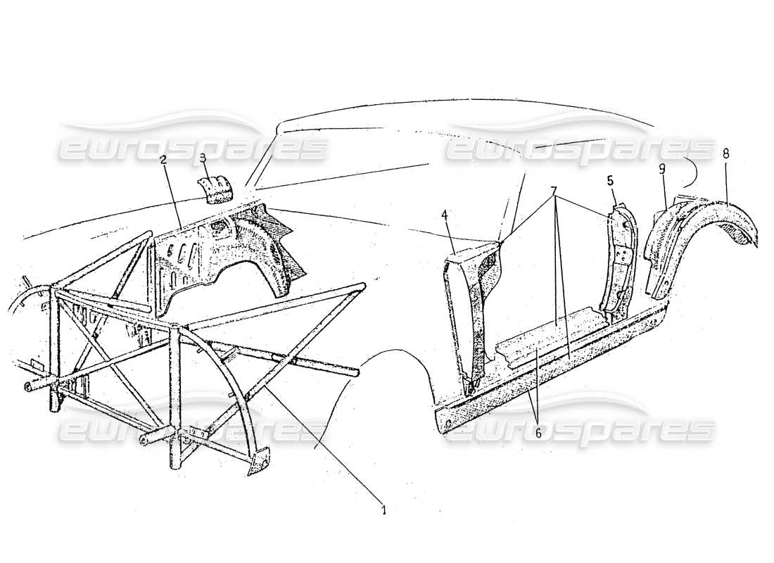 ferrari 330 gt 2+2 (coachwork) innere rahmen (ausgabe 1) teilediagramm