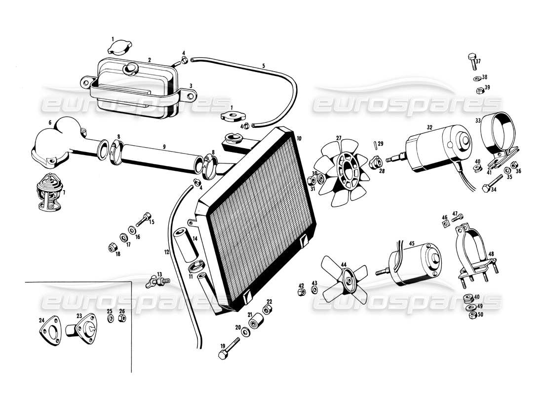 maserati ghibli 4.7 / 4.9 kühler und lüfter teilediagramm