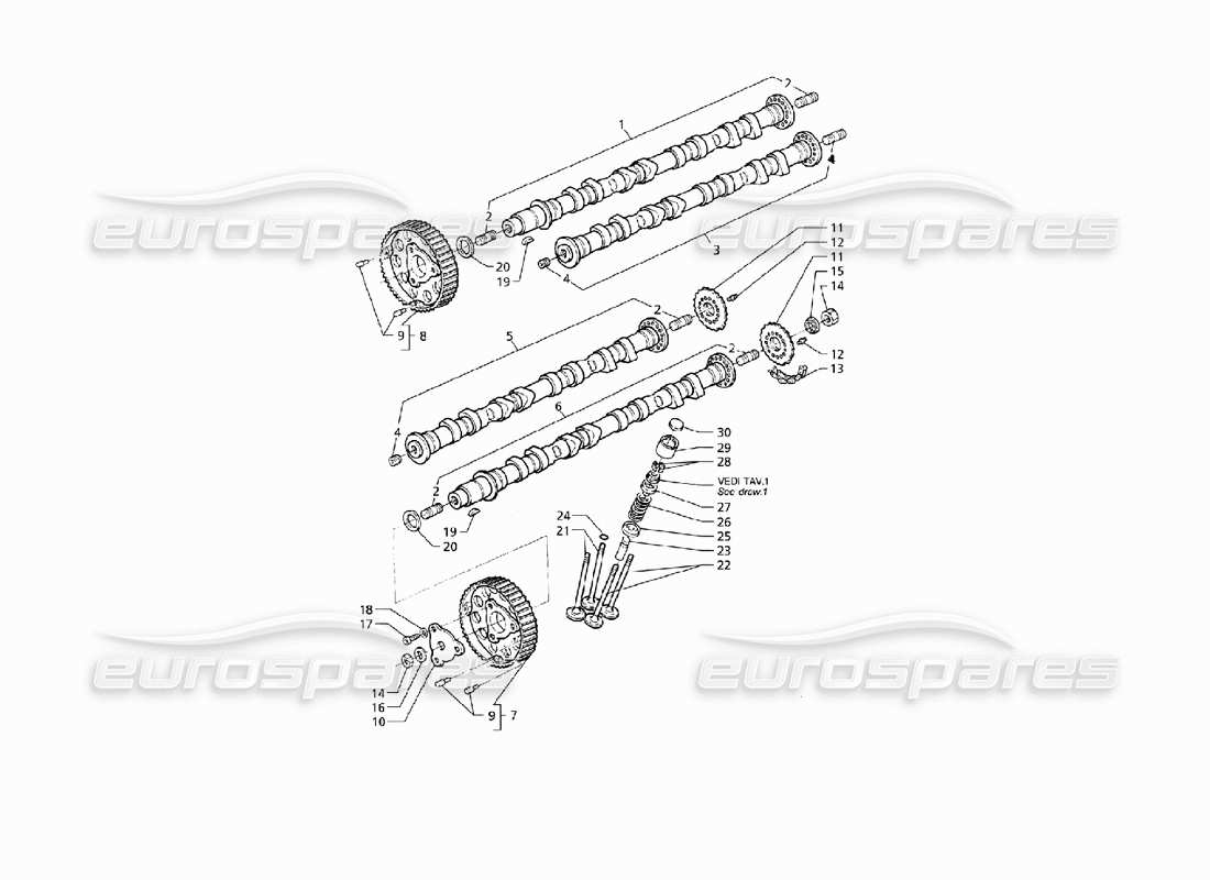 maserati qtp v8 (1998) zeitliche koordinierung teilediagramm