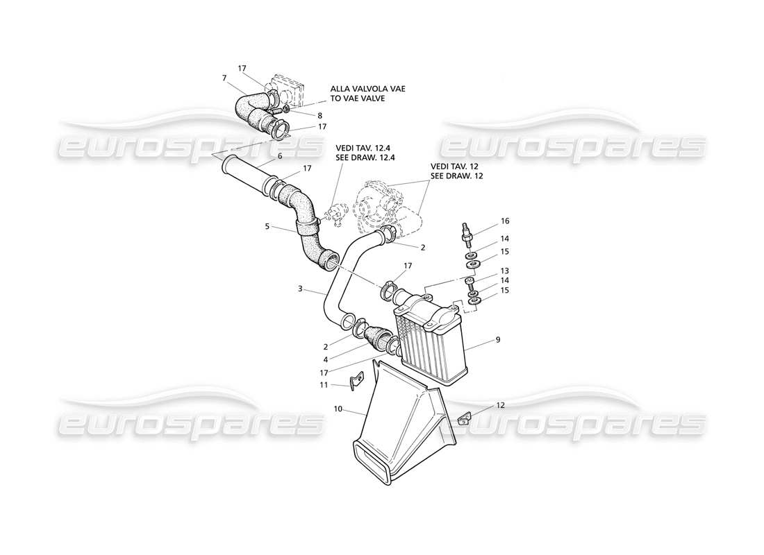 maserati qtp v8 evoluzione diagramm der wärmetauscherrohre auf der linken seite