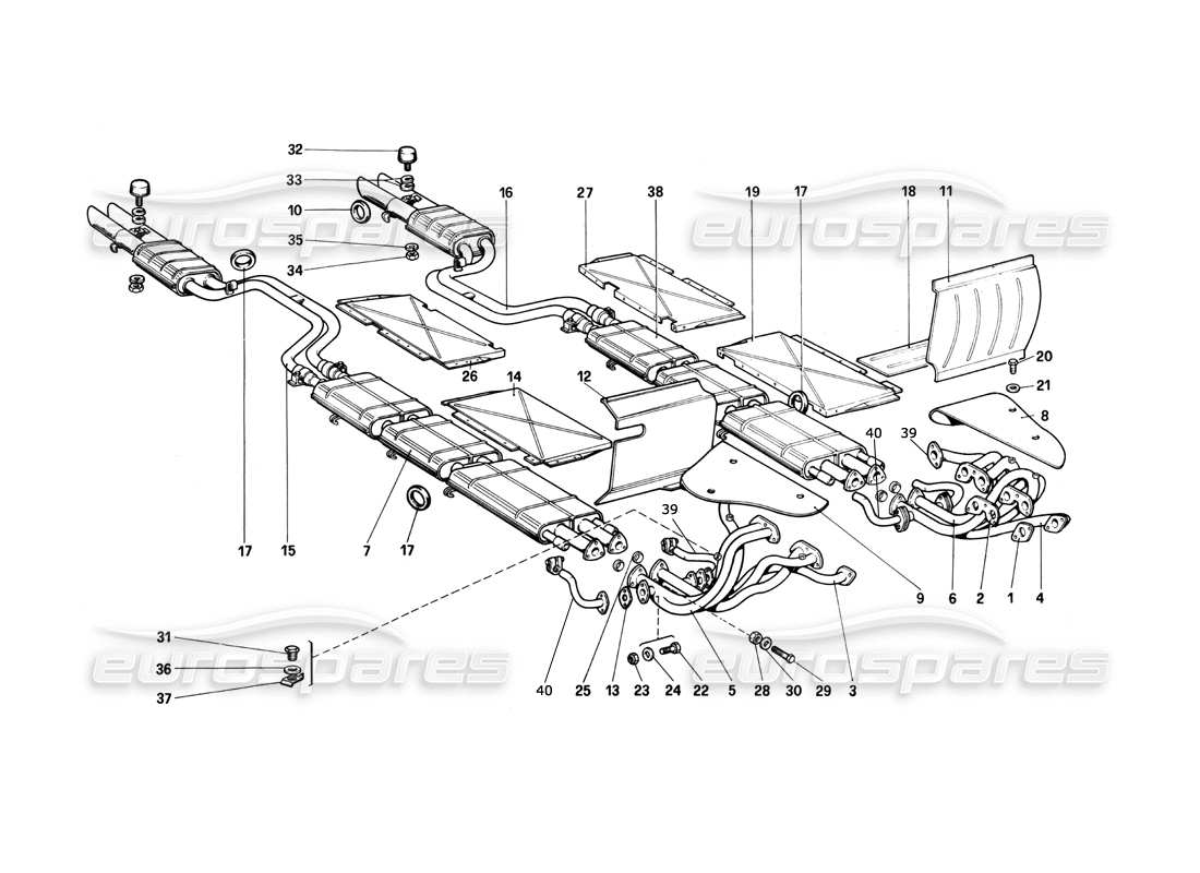 ferrari 400i (1983 mechanical) auspuffanlage teilediagramm