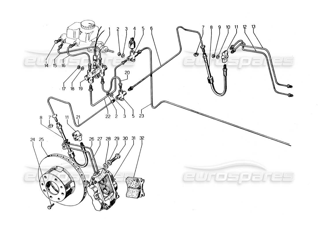 lamborghini urraco p250 / p250s vordere wellen ersatzteildiagramm