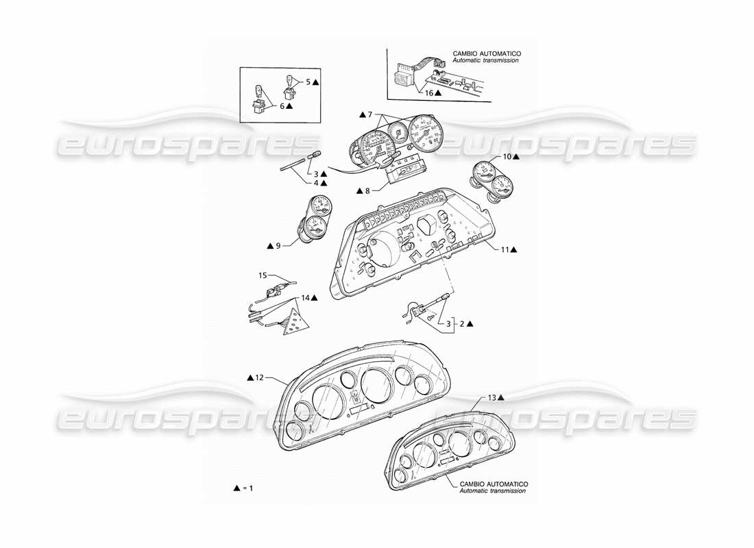 maserati qtp v8 (1998) borletti instrumentation teilediagramm