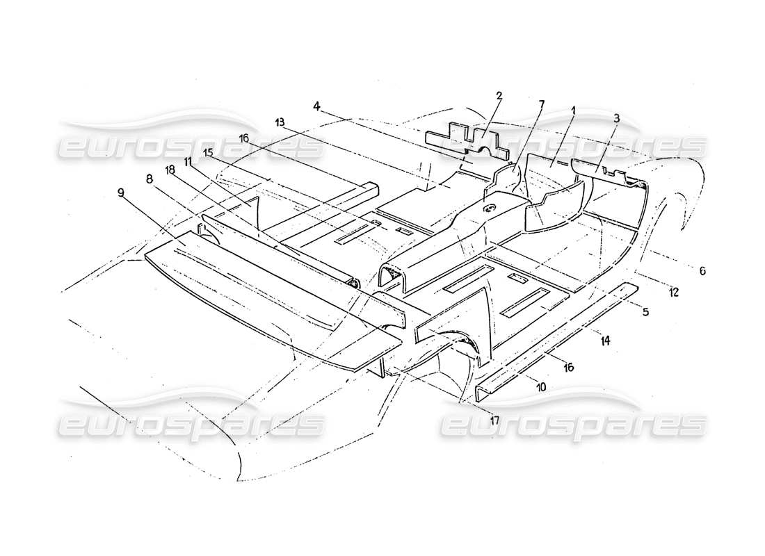 ferrari 365 gt 2+2 (coachwork) inneres isolierfilz (isolanti) teilediagramm