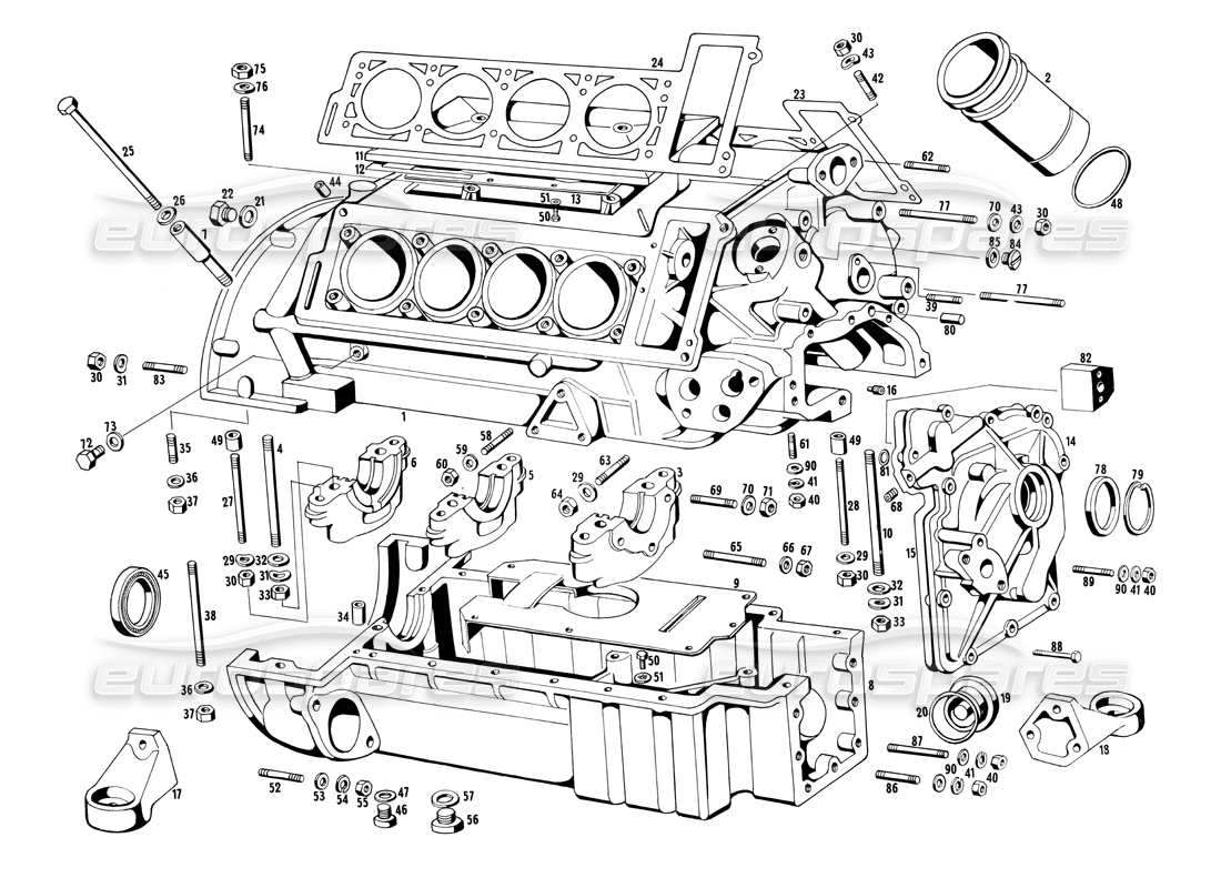 maserati ghibli 4.7 / 4.9 motorgehäuse teilediagramm