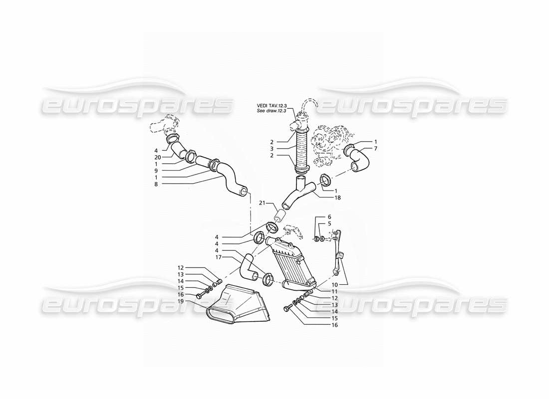 maserati ghibli 2.8 (abs) wärmetauscherrohre, linke seite, teilediagramm