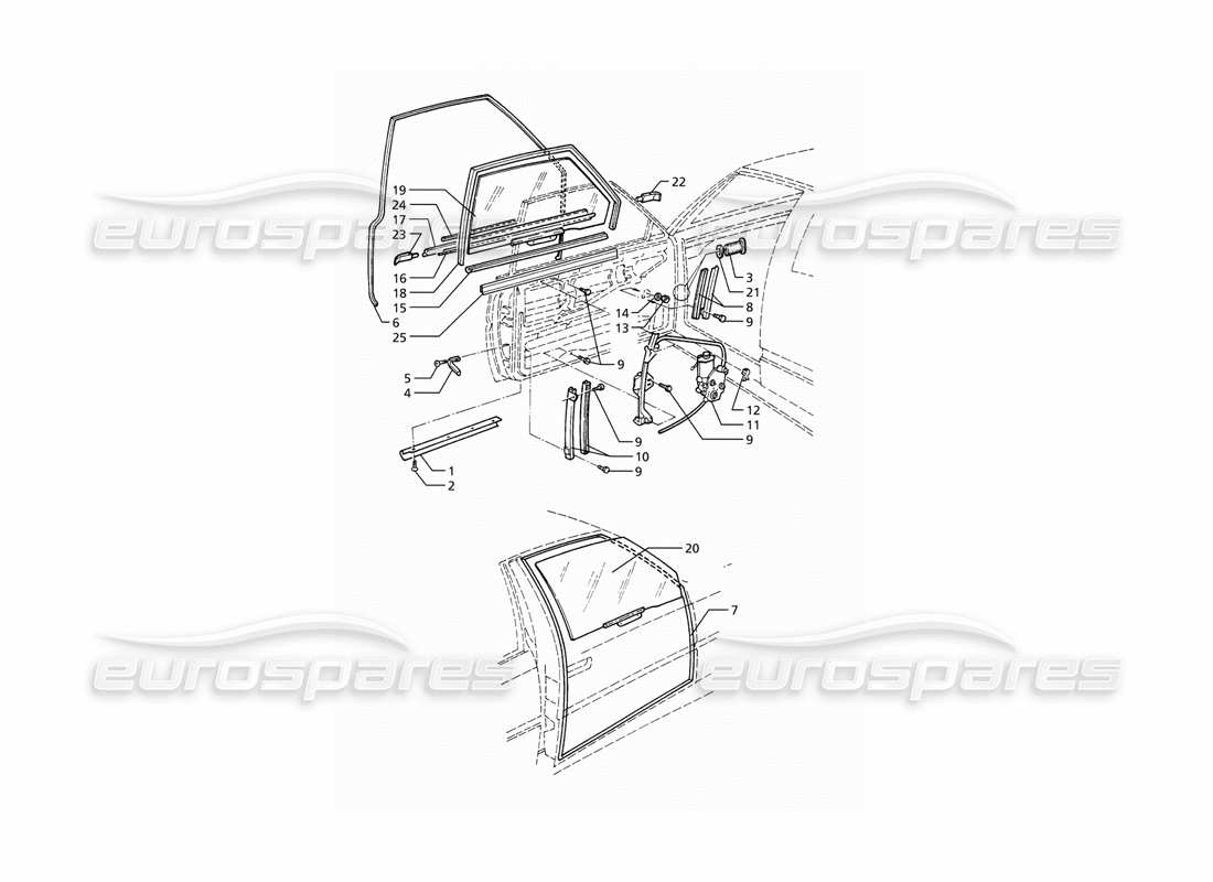 maserati ghibli 2.8 (abs) türen: fenster und regler teilediagramm