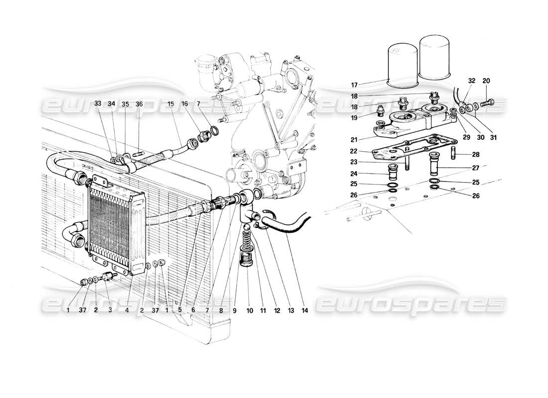ferrari 400i (1983 mechanical) teilediagramm für schmierkreislauf und filter