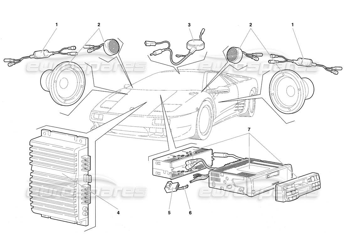 lamborghini diablo vt (1994) funkgerät teilediagramm