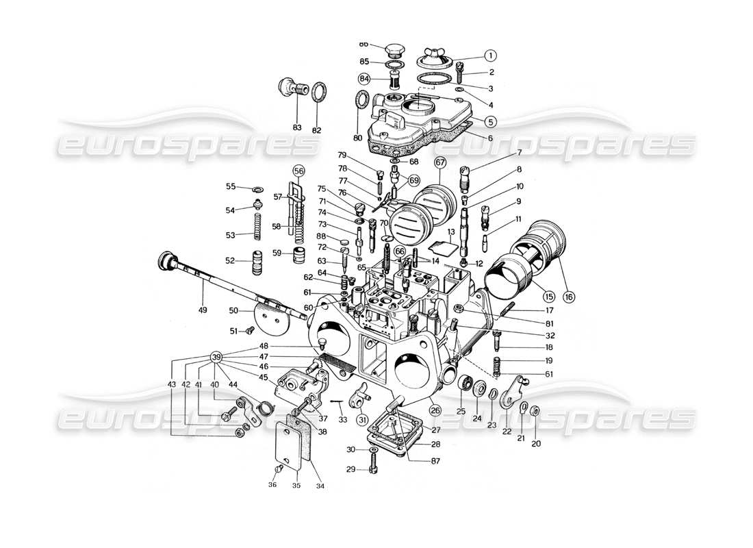 ferrari 400 gt (mechanical) webber-vergaser (38 dcoe 110 - 111 - 110m - 111m) teilediagramm