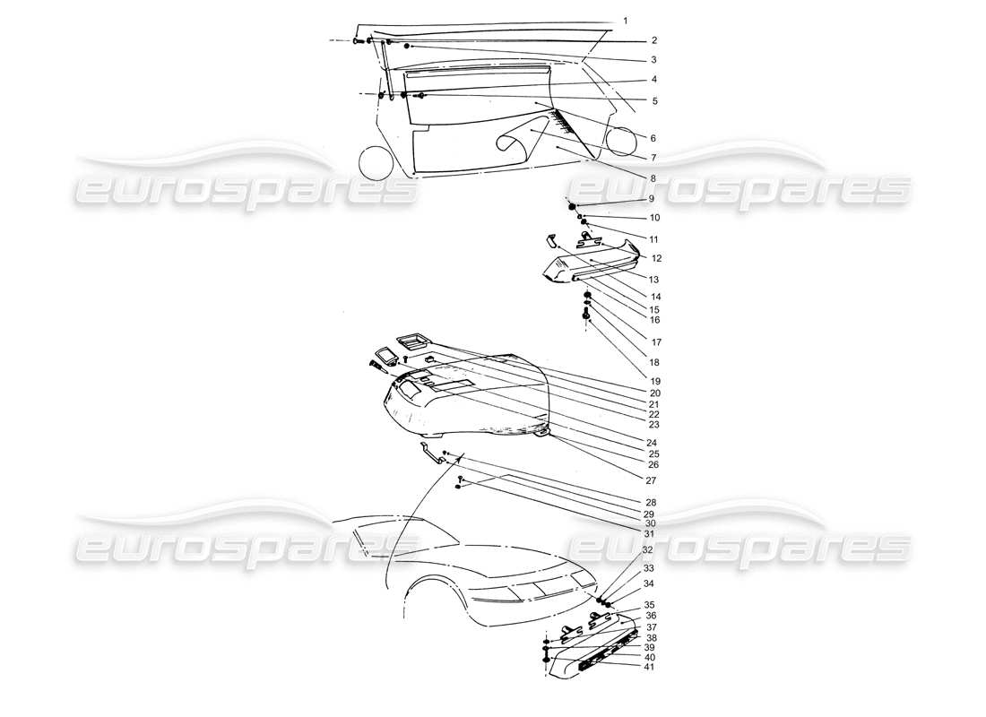 ferrari 365 gtb4 daytona (coachwork) stoßstangen vorne und hinten - teilediagramm