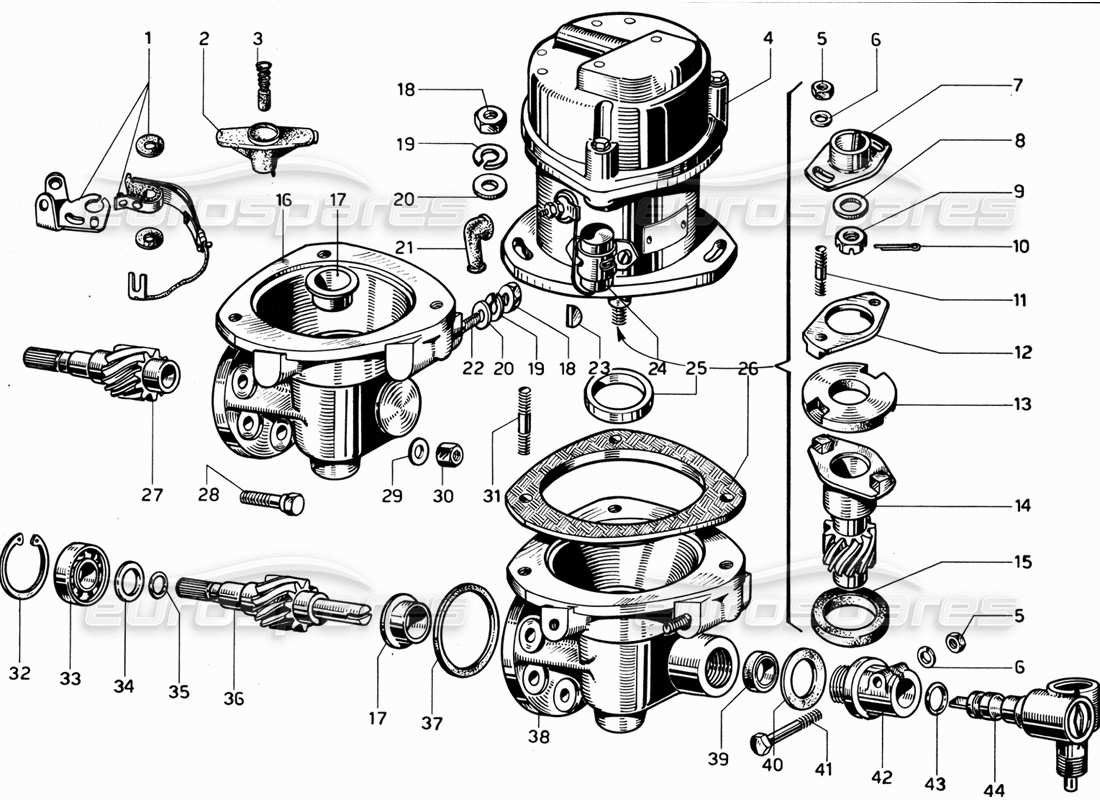 ferrari 365 gt 2+2 (mechanical) verteiler und steuerungen ersatzteildiagramm