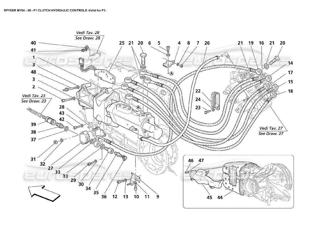 maserati 4200 spyder (2004) f1 kupplungshydrauliksteuerung, gültig für f1 teilediagramm