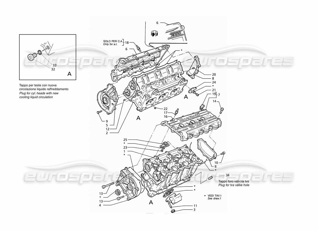 maserati ghibli 2.8 (abs) zylinderkopf-teilediagramm