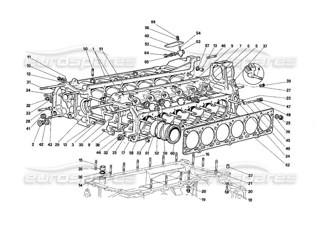 ferrari testarossa (1987) kurbelgehäuse teilediagramm