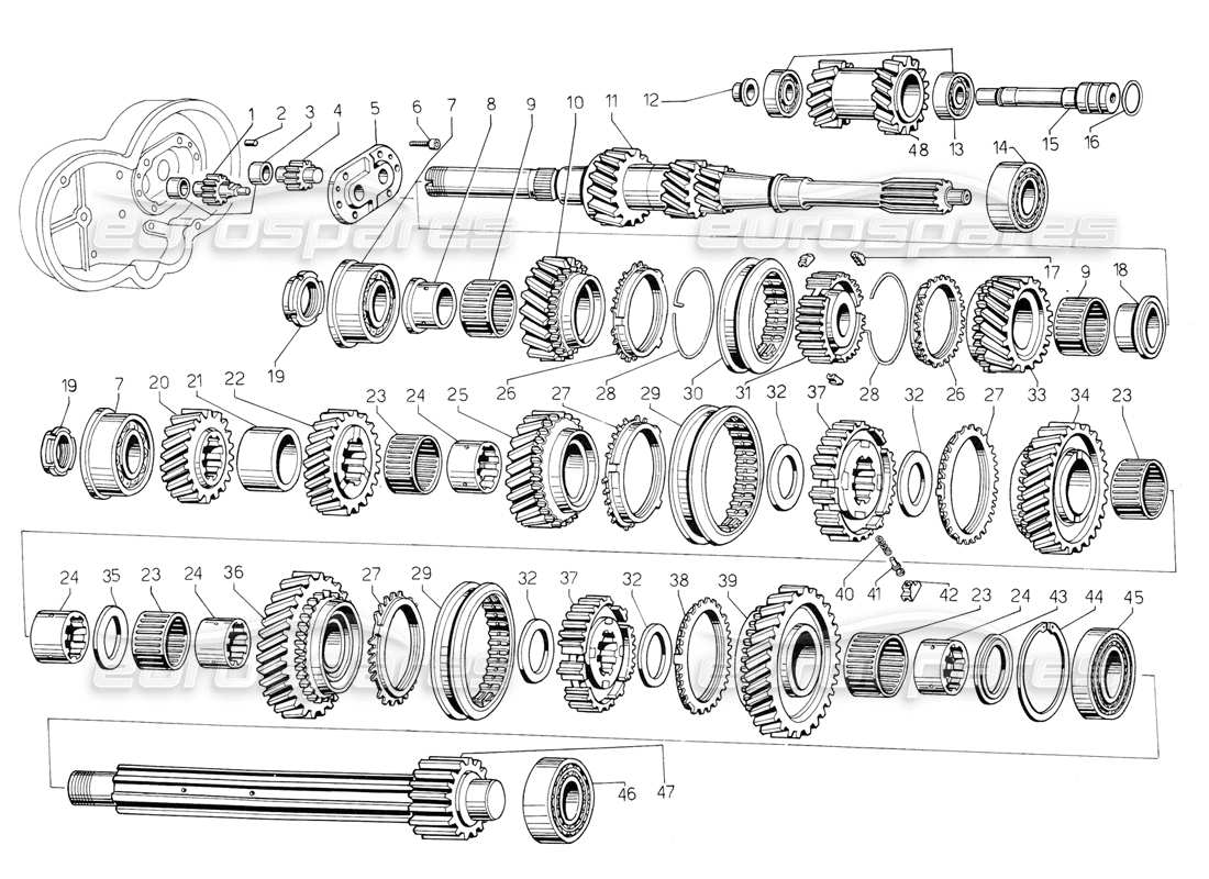 lamborghini jalpa 3.5 (1984) getriebe teilediagramm