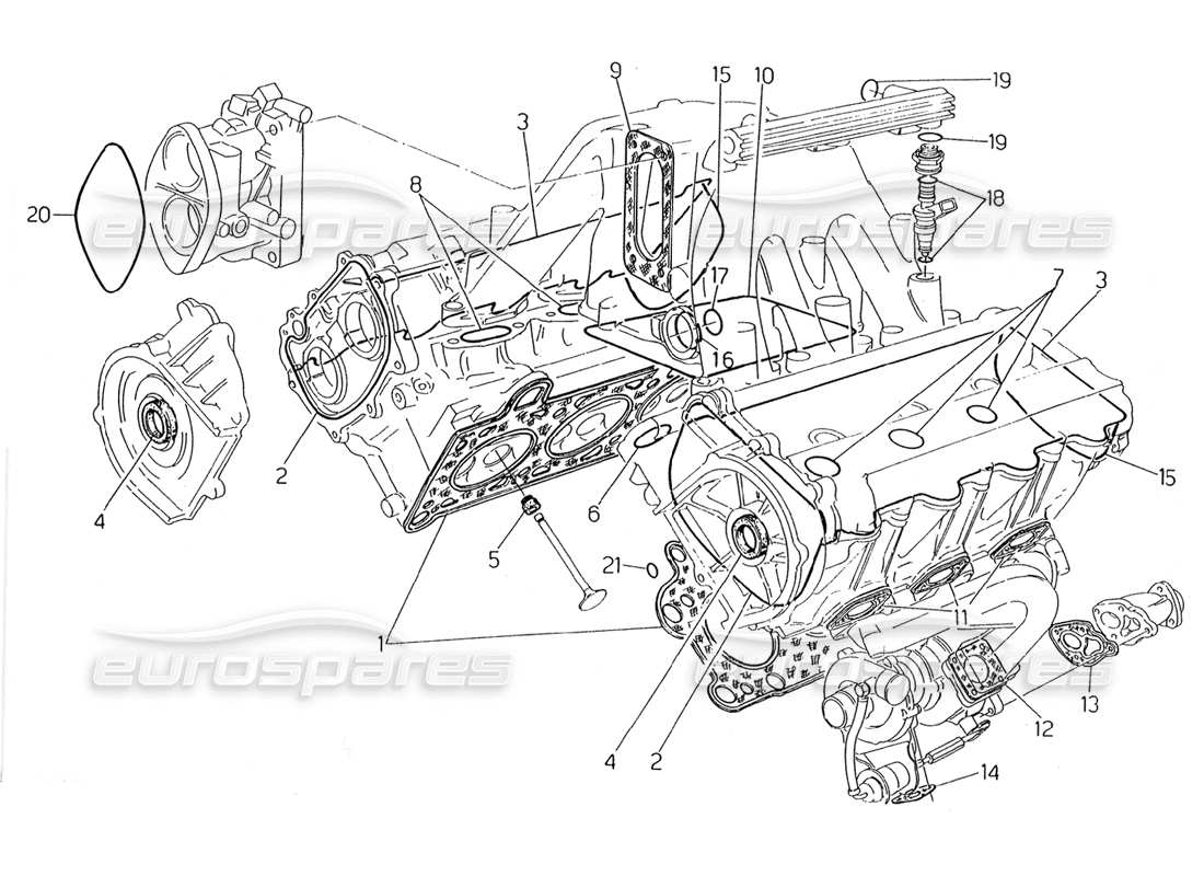 maserati 2.24v teilediagramm für zylinderkopfdichtungssatz und gummi