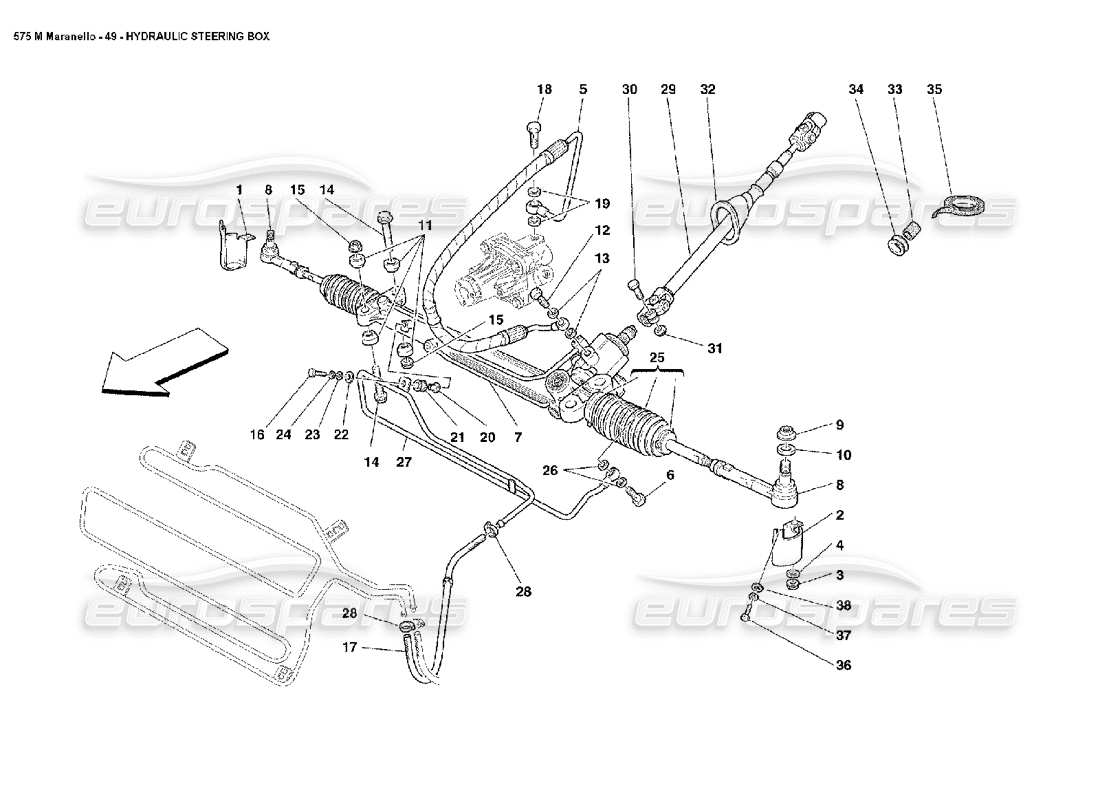 ferrari 575m maranello hydraulisches lenkgetriebe teilediagramm