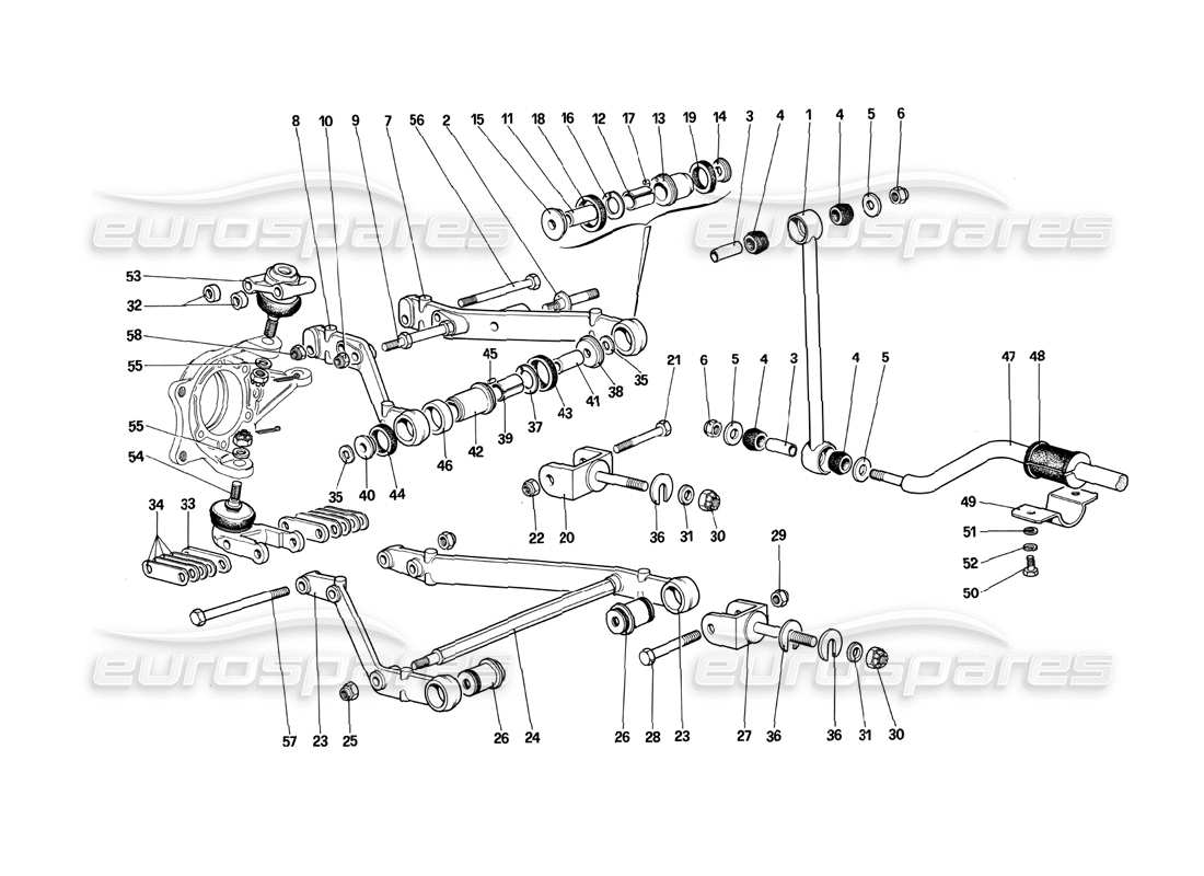 ferrari 412 (mechanical) vorderradaufhängung - hebelteilediagramm