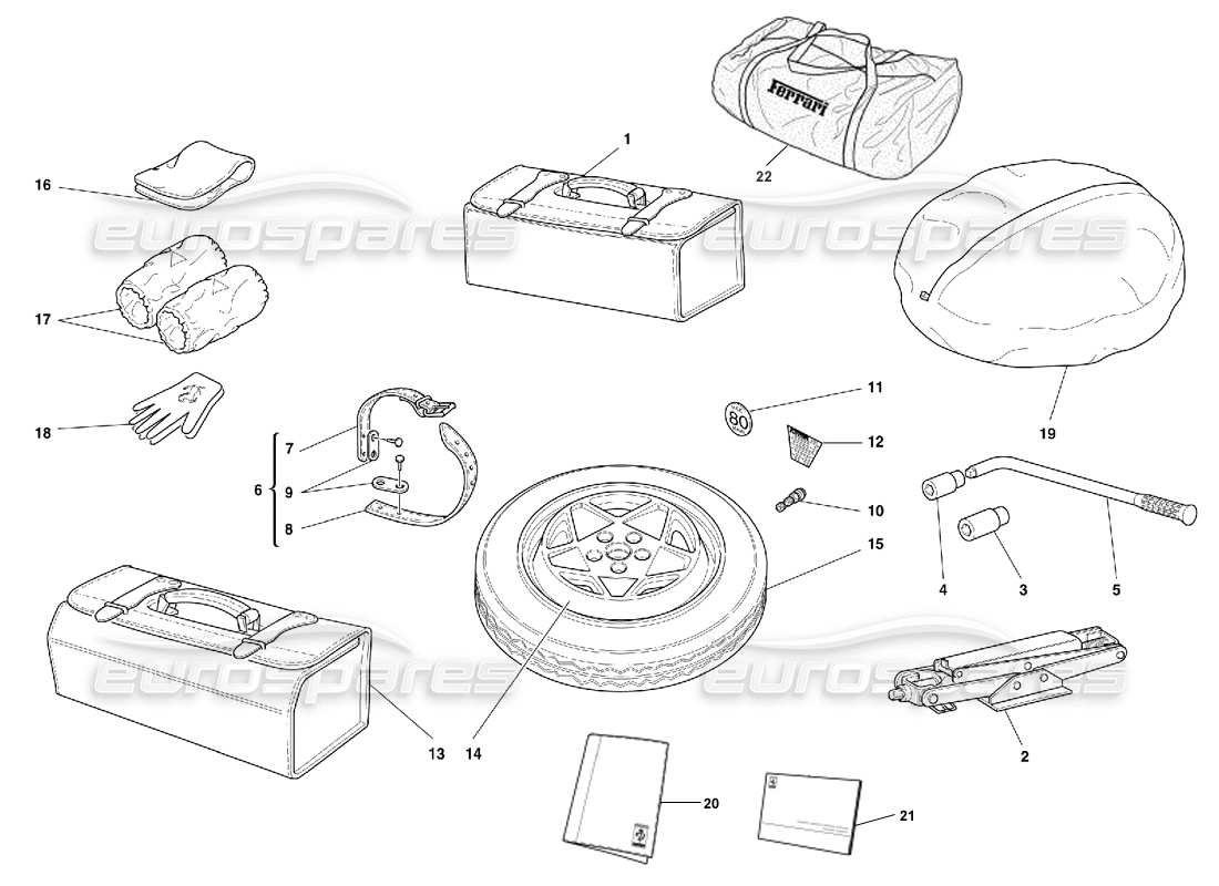 ferrari 456 gt/gta spare wheel - equipment - tools & accessories part diagram