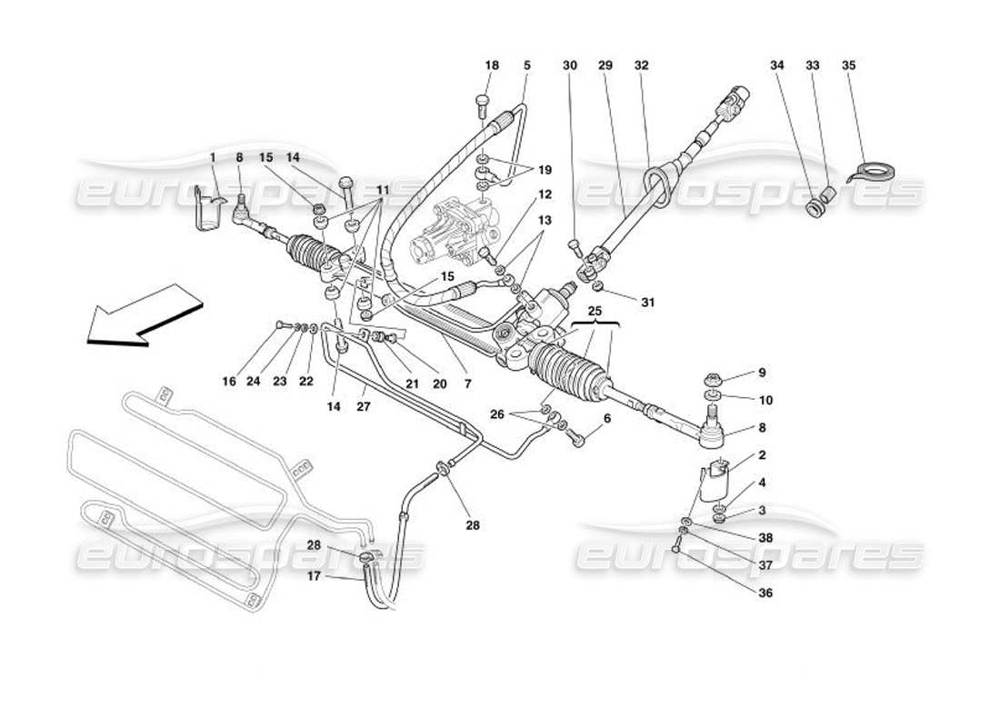 ferrari 575 superamerica teilediagramm des hydraulischen lenkgetriebes
