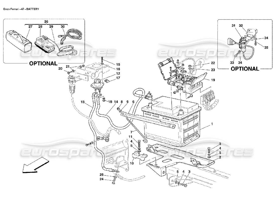 FERRARI ENZO BATTERIE TEILEDIAGRAMM ferrari enzo batterie teilediagramm