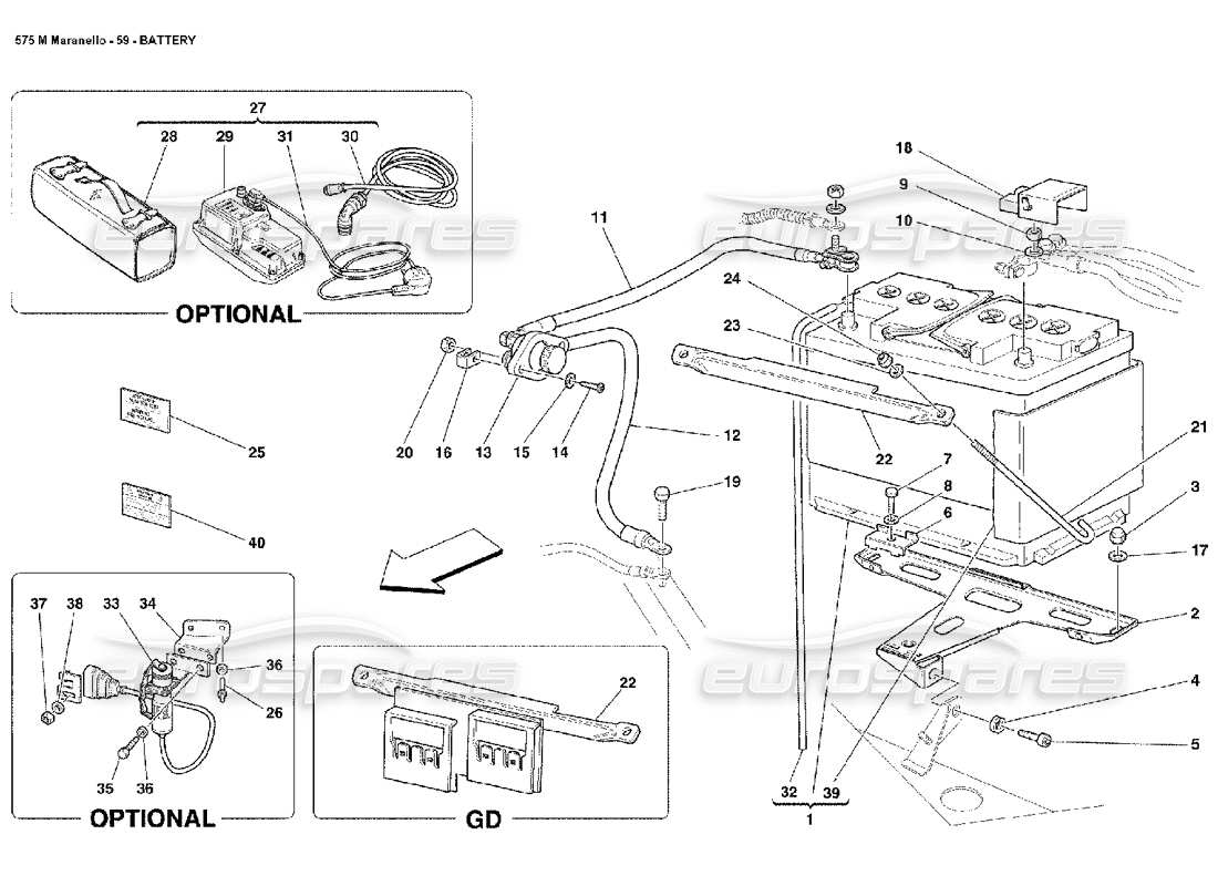 ferrari 575m maranello batterie teilediagramm