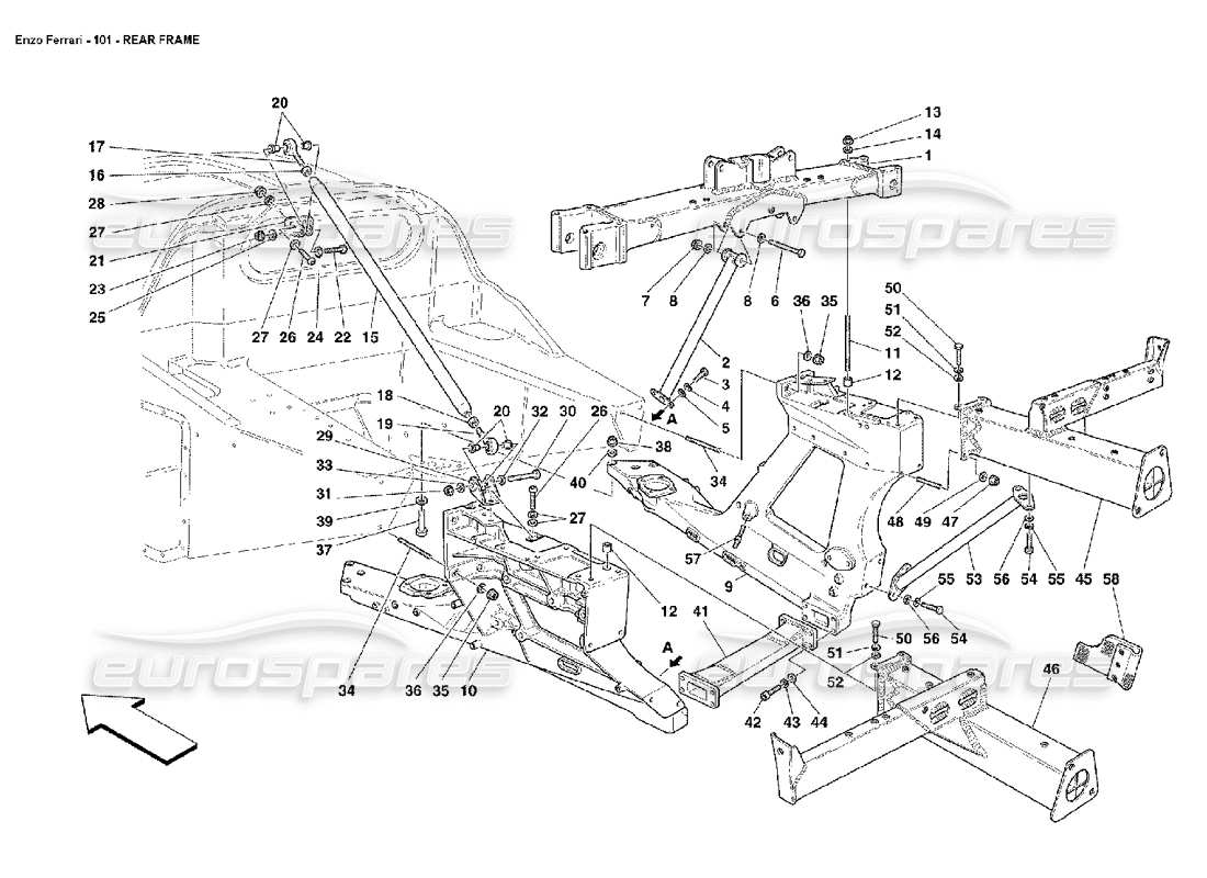 FERRARI ENZO HINTERER RAHMEN TEILEDIAGRAMM ferrari enzo hinterer rahmen teilediagramm
