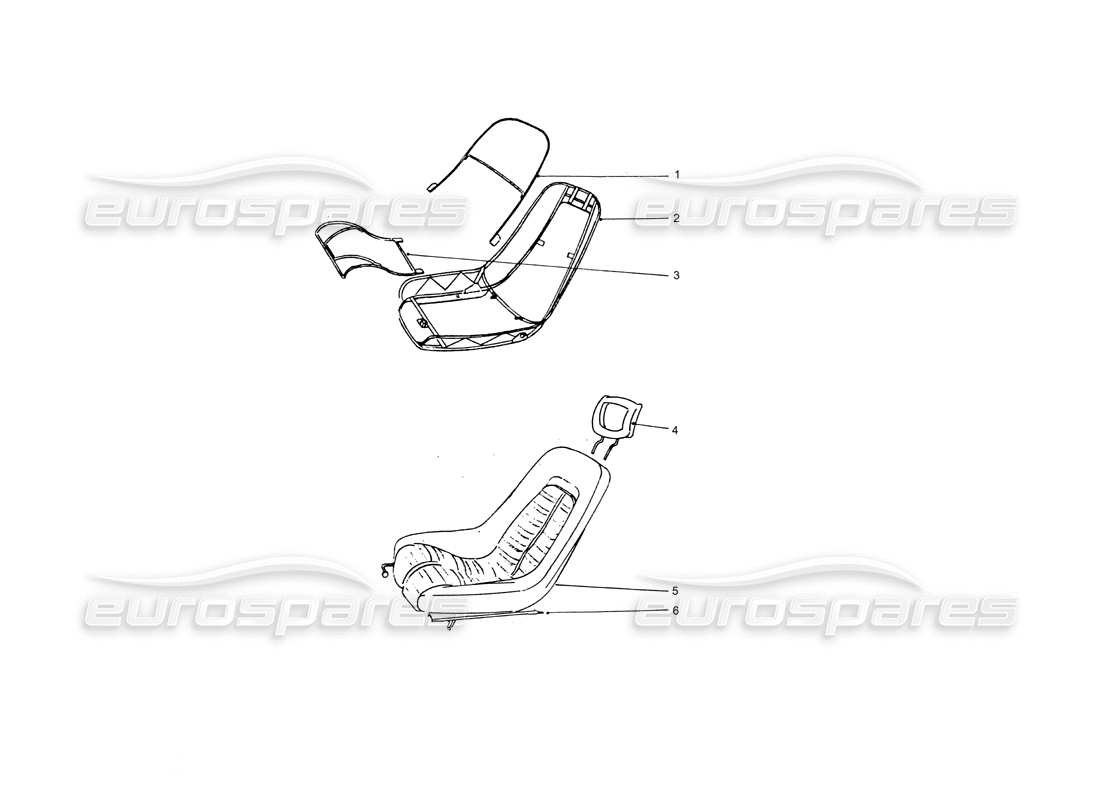 ferrari 365 gtb4 daytona (coachwork) teilediagramm für vordersitze