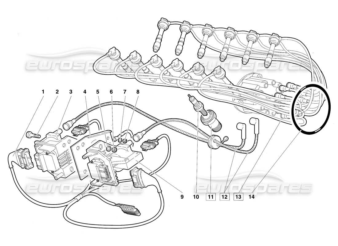 lamborghini diablo vt (1994) elektrische bauteile teilediagramm