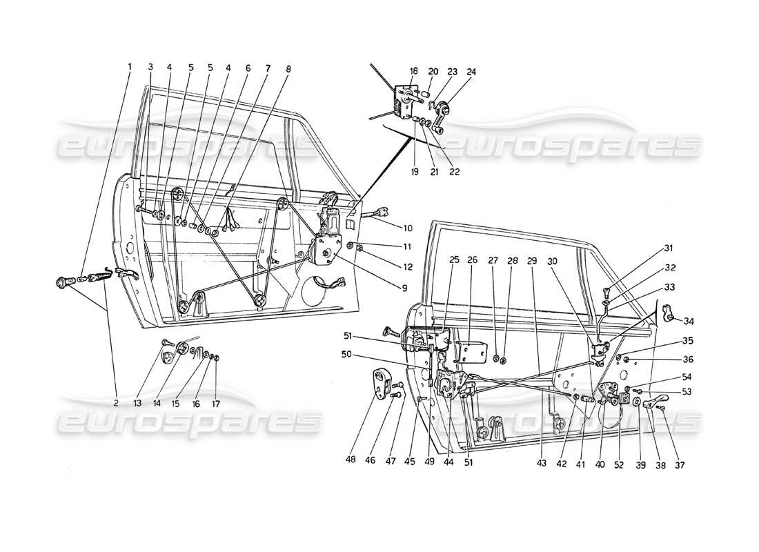 ferrari 208 gt4 dino (1975) doors-ersatzteildiagramm