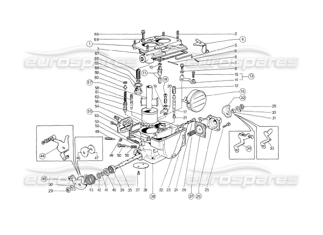 ferrari 208 gt4 dino (1975) weber-vergaser (34 dcn 53-54-55-56) teilediagramm