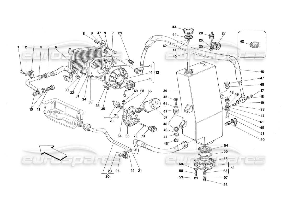 ferrari 348 (1993) tb / ts teilediagramm des schmiersystems