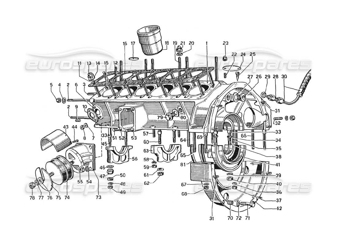 ferrari 275 gtb4 kurbelgehäuse-teilediagramm