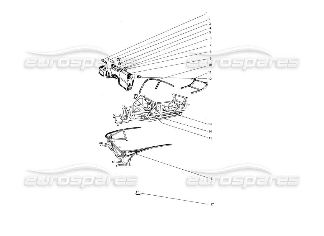 ferrari 365 gtb4 daytona (coachwork) rahmenarbeit teilediagramm