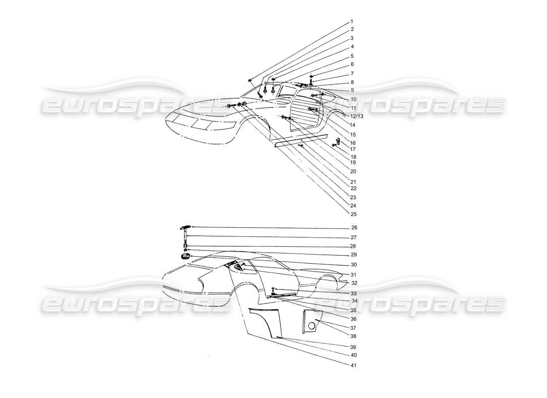 ferrari 365 gtb4 daytona (coachwork) zierschrauben teilediagramm