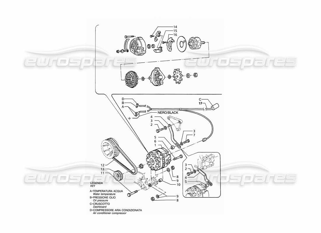 maserati ghibli 2.8 (abs) delco lichtmaschinen-teilediagramm