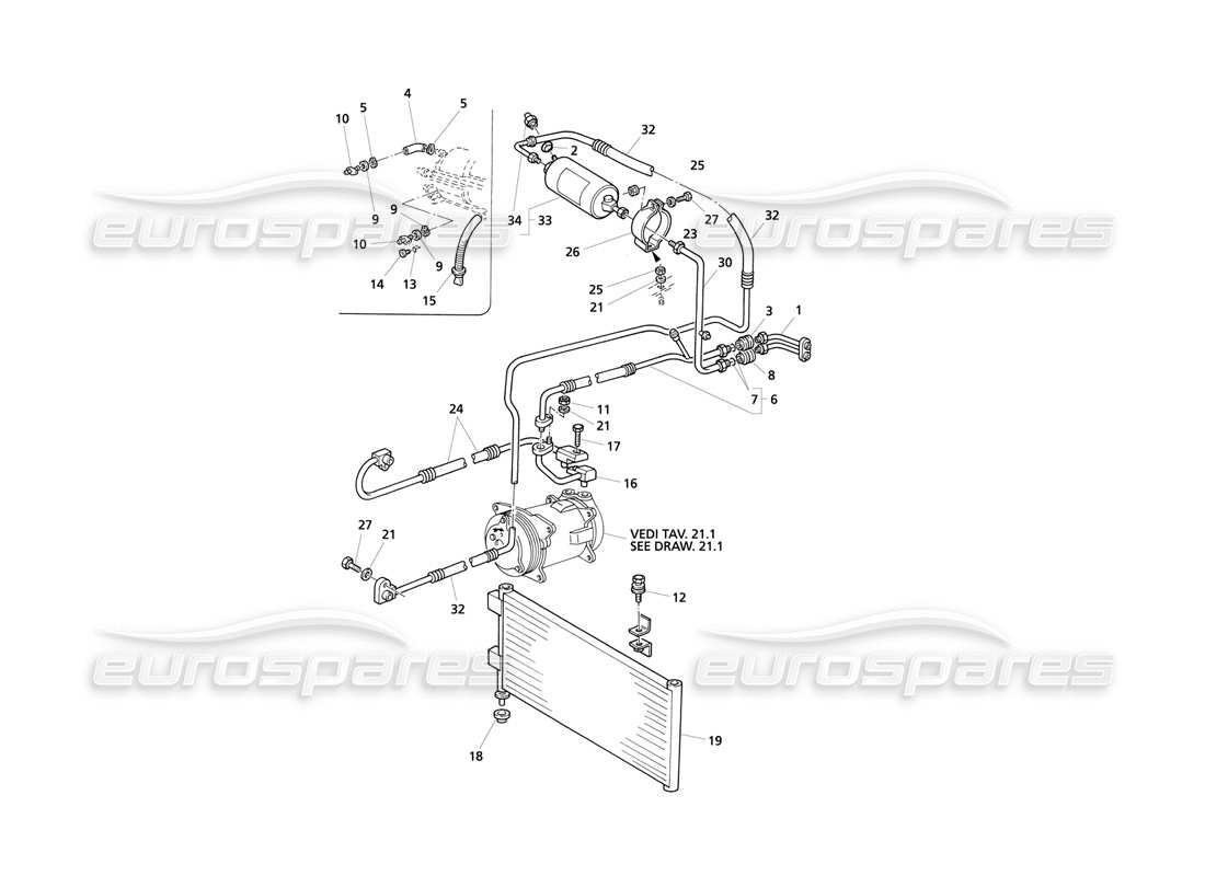 maserati qtp v8 evoluzione teilediagramm der klimaanlage (linksantrieb).