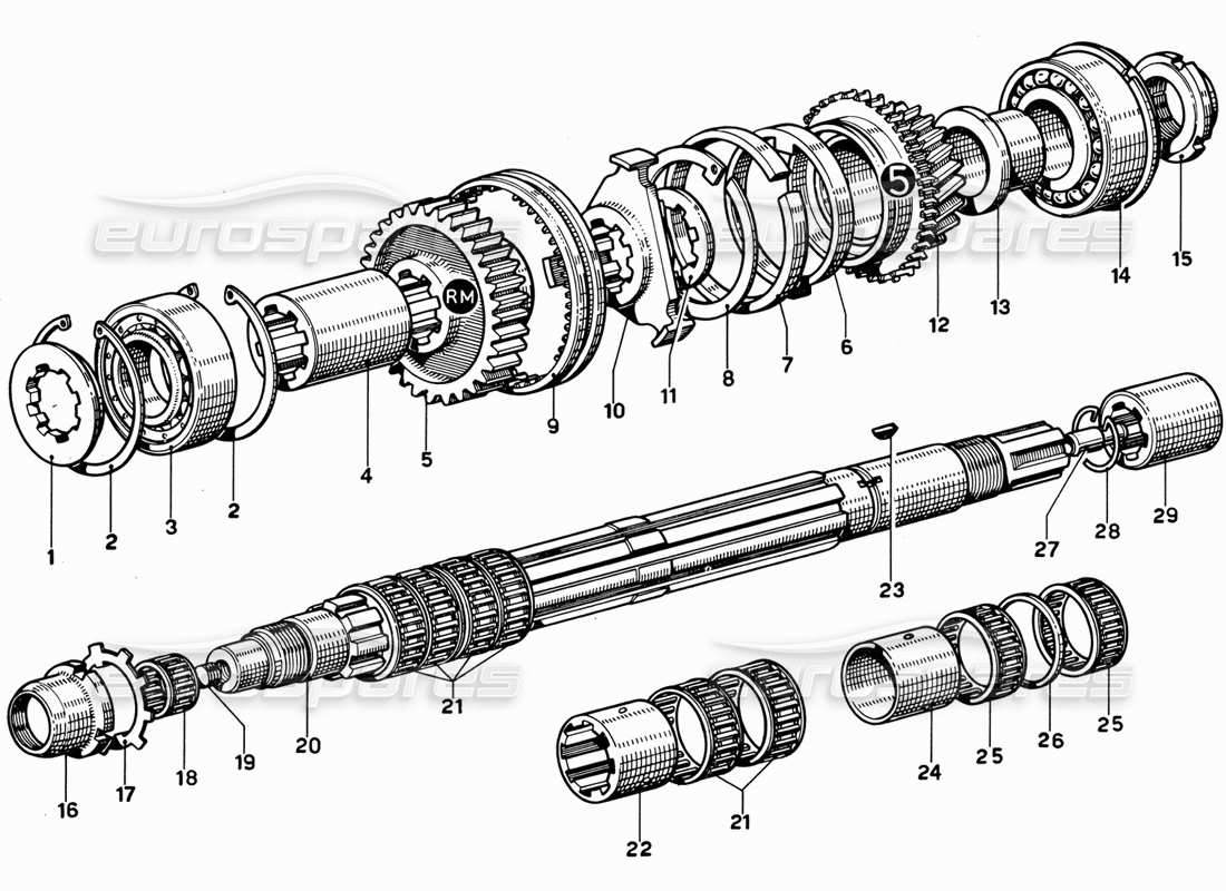 ferrari 365 gt 2+2 (mechanical) abtriebwelle teilediagramm