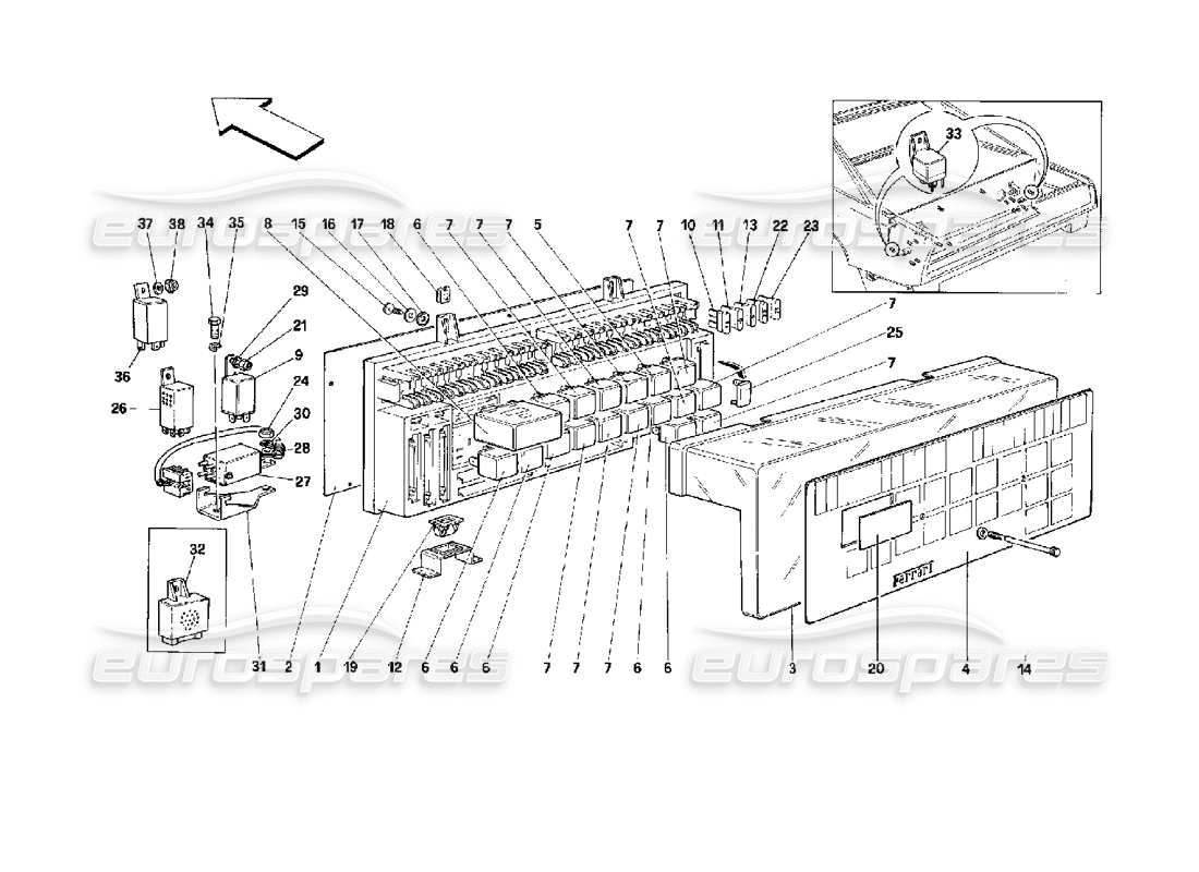 ferrari mondial 3.4 t coupe/cabrio teilediagramm der elektrischen platine