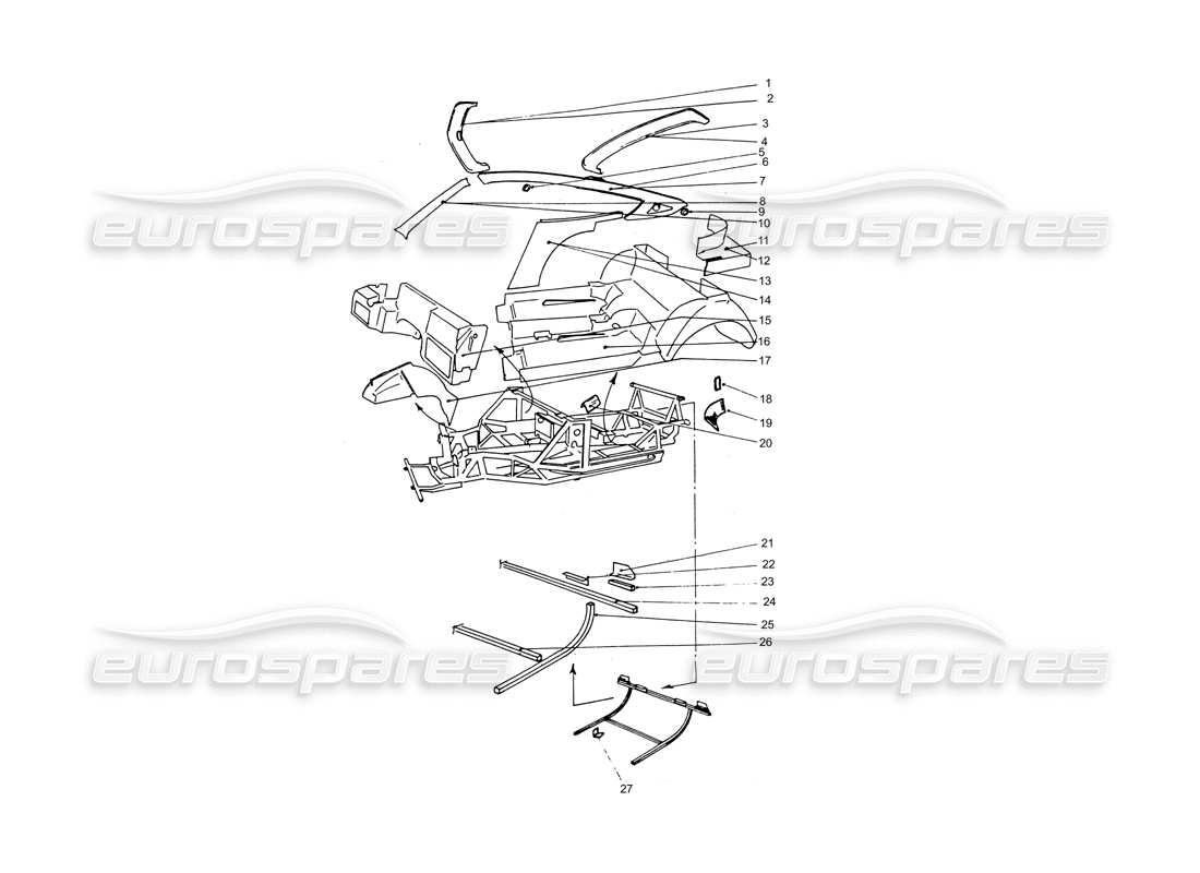 ferrari 365 gtb4 daytona (coachwork) rahmen und bodenblech - teilediagramm