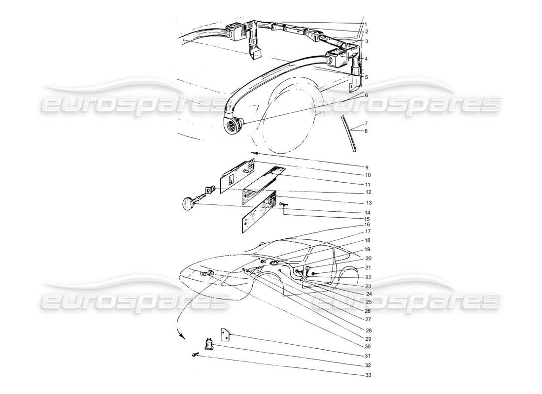 ferrari 365 gtb4 daytona (coachwork) teilediagramm für heizmatrix und motoren
