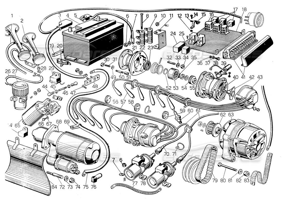 lamborghini countach lp400 elektrisches system teilediagramm