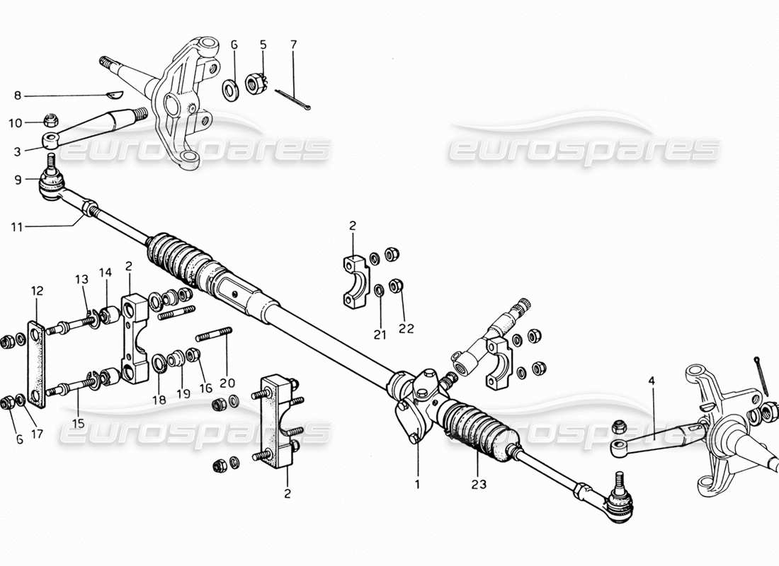 ferrari 206 gt dino (1969) teilediagramm für lenkgetriebe und lenkverbindungen