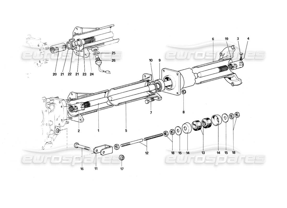 ferrari 400i (1983 mechanical) kardanwelle teilediagramm